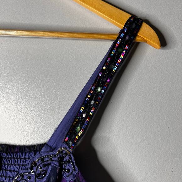 Vintage Free People Flowy Paisley Mini Dress Women's 12 Dark Romantic Festival - Picture 9 of 12